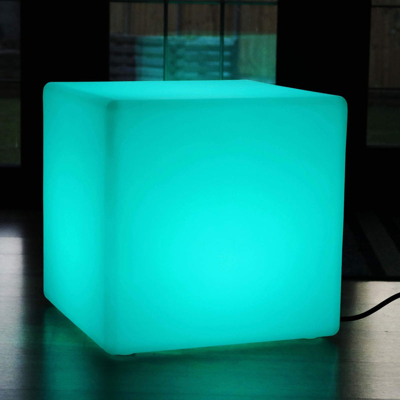 Multi kleur LED E27 kubus kruk vloerlamp, 50cm verlichte meubels zittafel met RGB-afstandsbediening