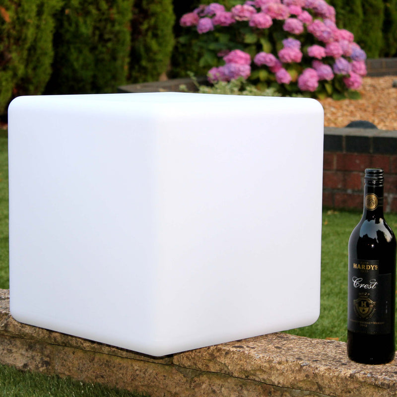 Outdoor LED-kubus 40cm, oplichtend zitmeubel, waterproof tuinlamp