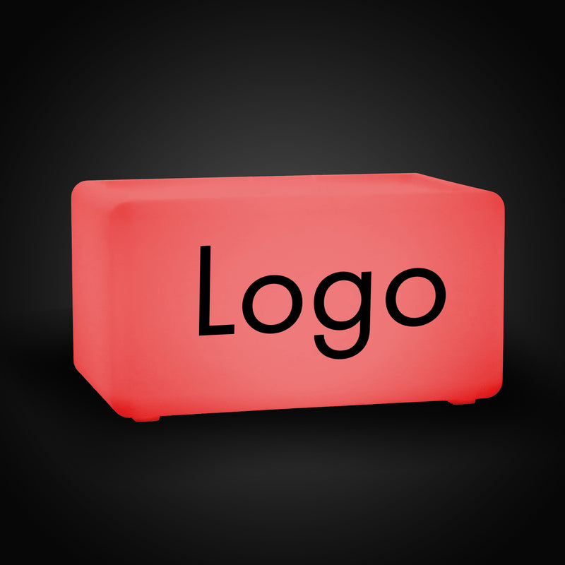 Op maat gemaakte lichtbak met logo, Light Up LED Zitbank Kubus Kruk, LED-displaybord voor conferentie, expo, tentoonstelling, zakelijk evenement