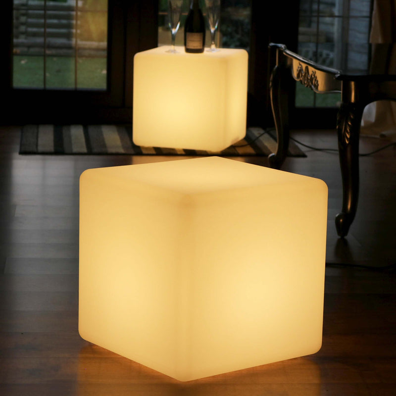 LED-kubus zitje 40cm, eigentijdse vloerlamp netstroom, warm witte E27