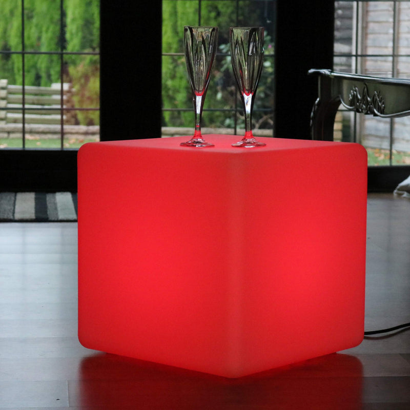 LED-kubus zitje 40cm, Veelkleurige vloerverlichting op netstroom