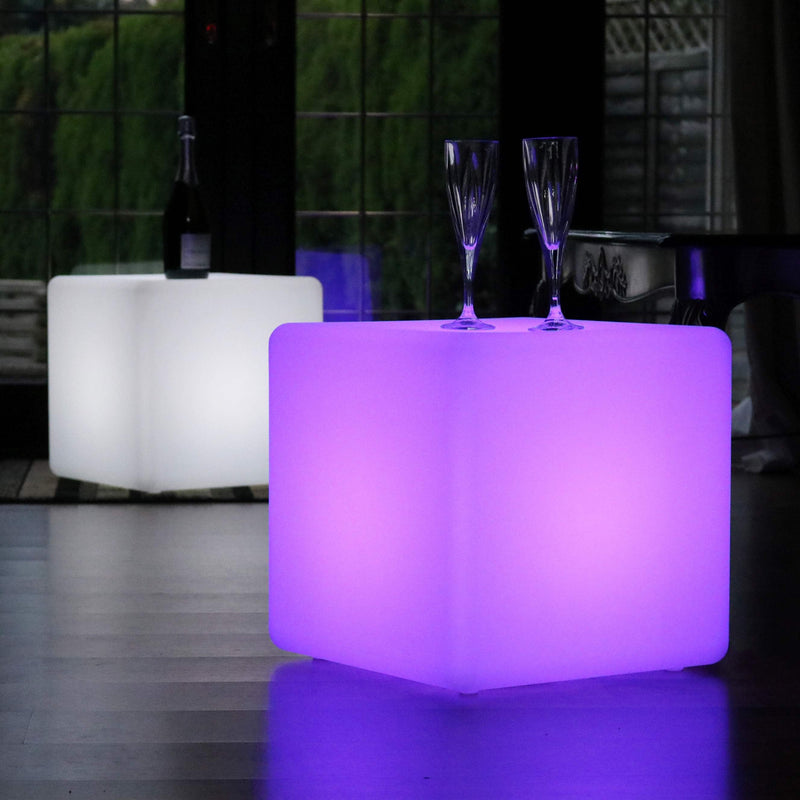 LED-kubus 40cm, verlicht zitmeubel, vloerlamp zonder draad voor living