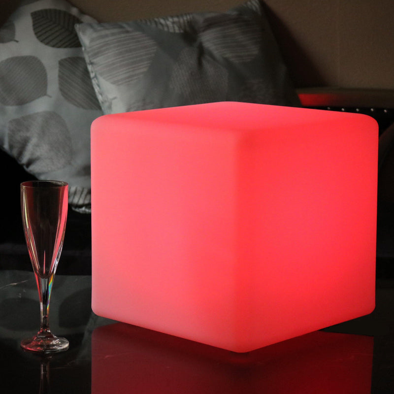 Tafellamp zonder draad, oplichtende LED-kubus 30cm, outdoor lamp