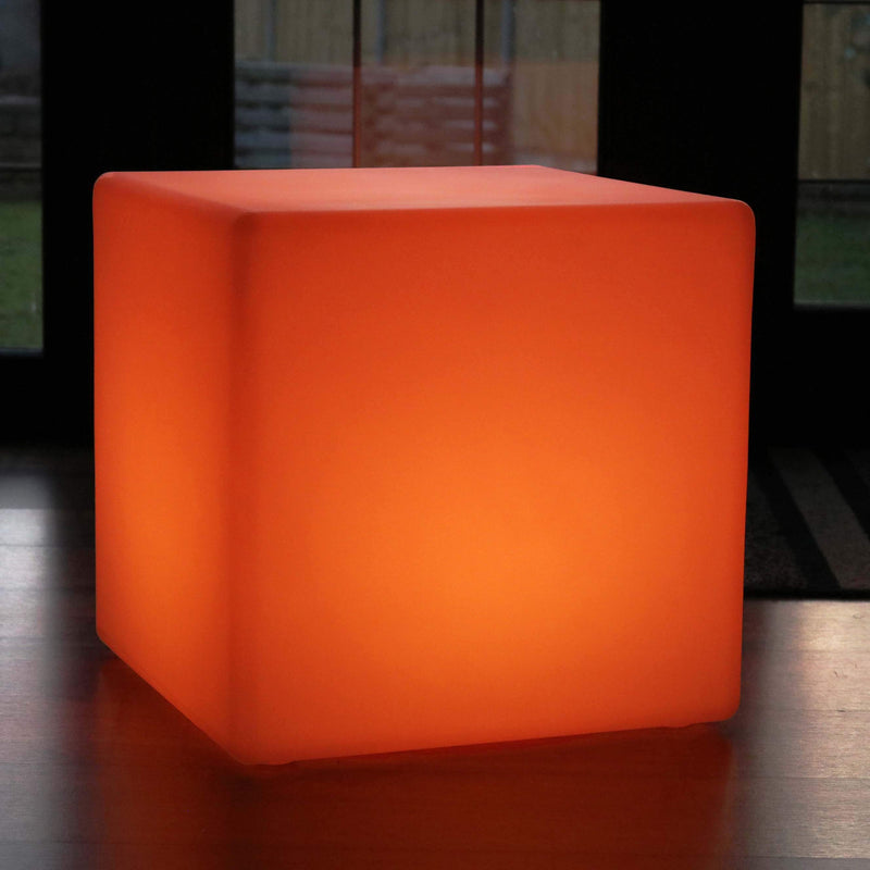 Groot zitmeubel voor buiten, led-kubuskruk, tuinlamp van 60 cm, oplaadbaar RGB-licht
