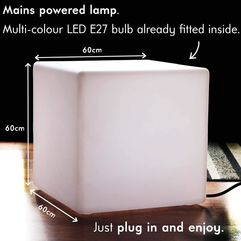 Grote 60 cm kleur veranderende LED kubus kruk vloerlamp, verlichte meubels zittafel RGB