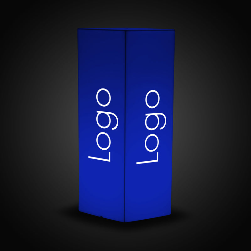 Expo-tentoonstelling Logo Light Box Sign, hoge verlichte, op maat gemaakte kolomplint met plintweergave voor bedrijfsevenementen, conferentiedecor