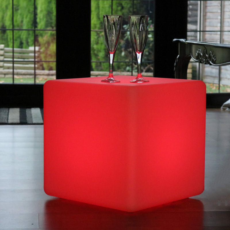 LED-kubus 40cm, verlicht zitmeubel, vloerlamp zonder draad voor living