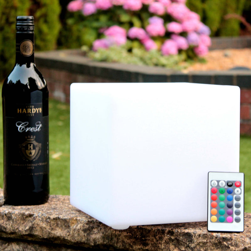 LED-kubuslamp 20 cm, RGB-lamp zonder draad met afstandsbediening