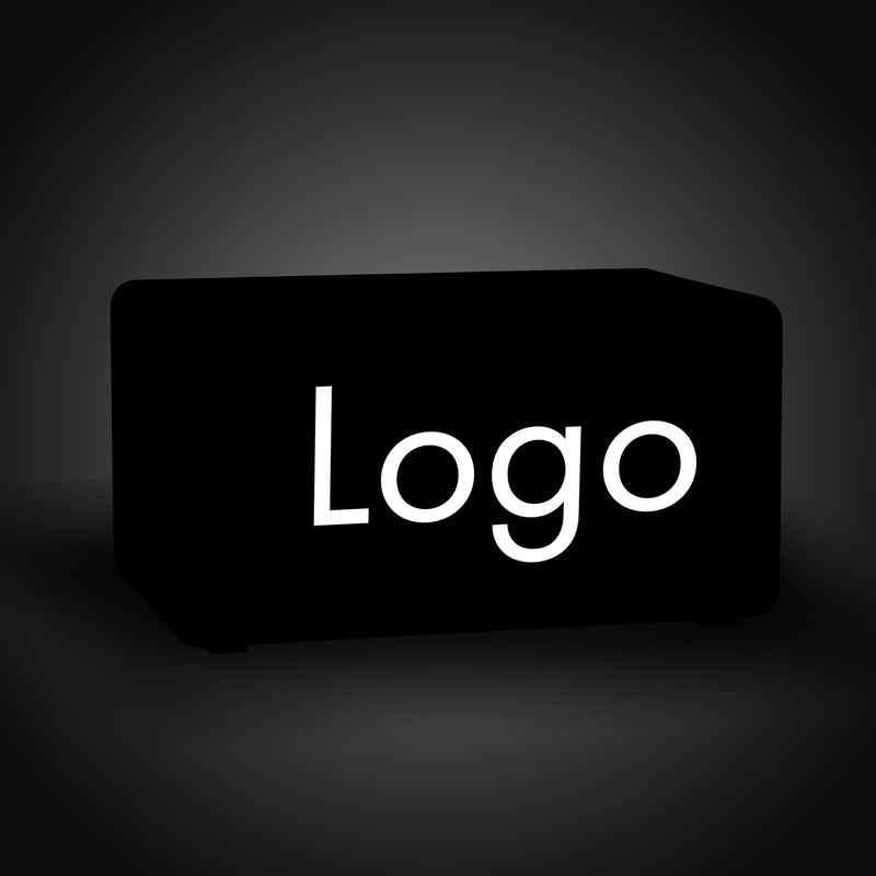 Op maat gemaakte lichtbak met logo, Light Up LED Zitbank Kubus Kruk, LED-displaybord voor conferentie, expo, tentoonstelling, zakelijk evenement