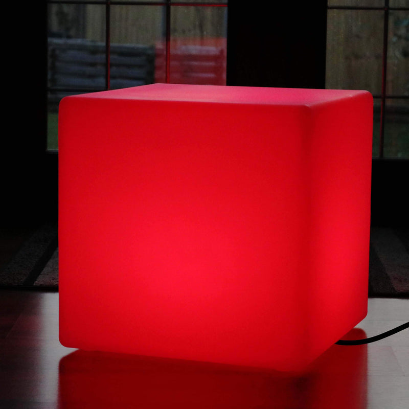Multi kleur LED E27 kubus kruk vloerlamp, 50cm verlichte meubels zittafel met RGB-afstandsbediening