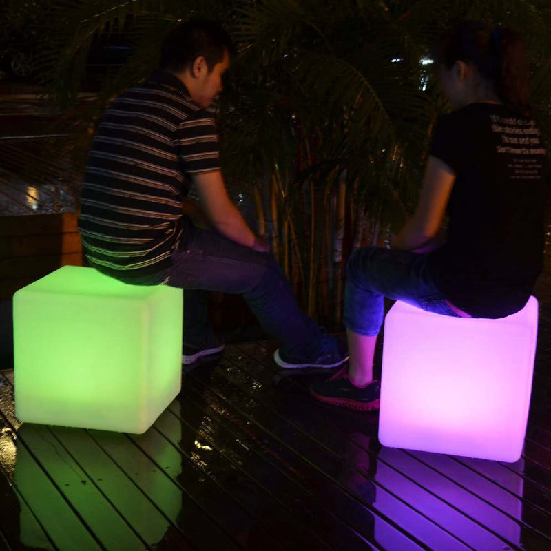 Outdoor LED-kubus 40cm, oplichtend zitmeubel, waterproof tuinlamp