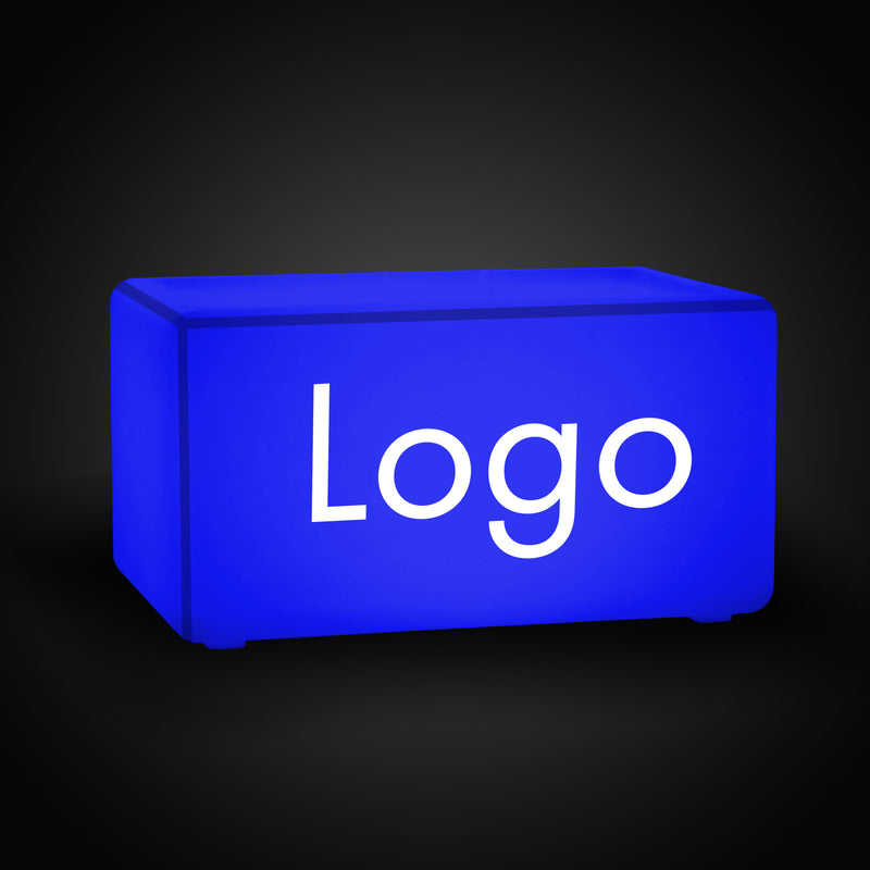 Op maat gemaakte lichtbak met logo, Light Up LED Zitbank Kubus Kruk, LED-displaybord voor conferentie, expo, tentoonstelling, zakelijk evenement