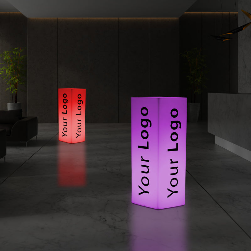 Branded Exhibition Expo Light Box, Outdoor Custom LED Column Plinth Pillar Corporate Event Logo Sign, Tall Frameless Conference Display Signage Cube