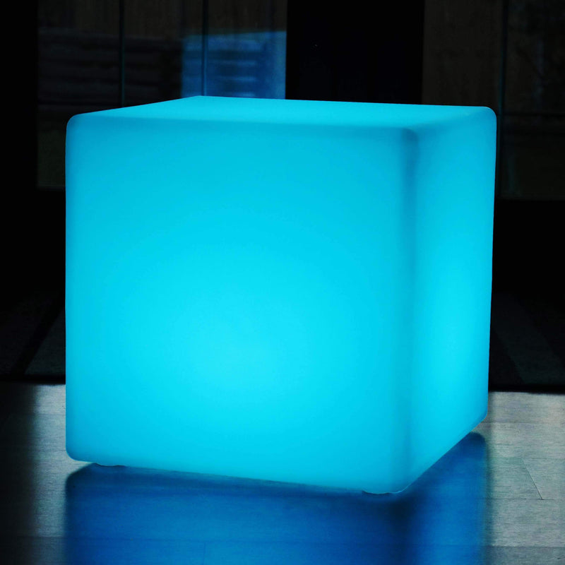 Groot zitmeubel voor buiten, led-kubuskruk, tuinlamp van 60 cm, oplaadbaar RGB-licht