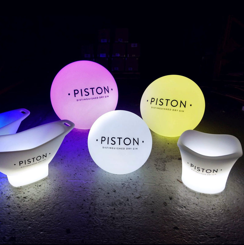 Ronde LED-logo lightbox, bolvormige vloerlamp, promotiemateriaal, verlichte vrijstaande verlichte display bewegwijzering voor zakelijk evenement