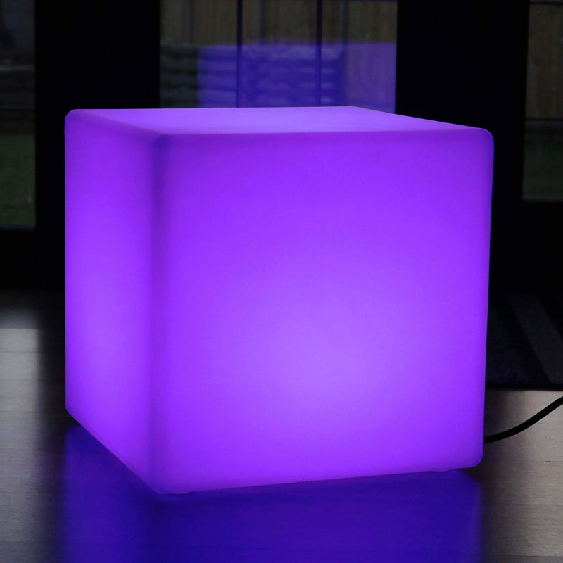 Multi kleur LED E27 kubus kruk vloerlamp, 50cm verlichte meubels zittafel met RGB-afstandsbediening