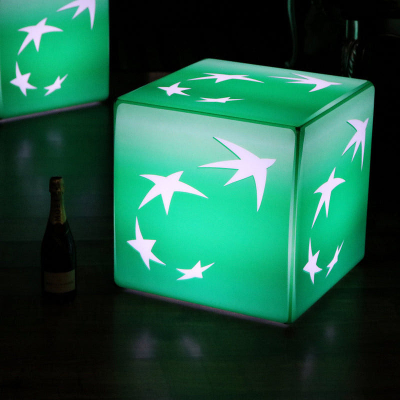 LED Kruk op maat gemaakt, 60 cm, Verlichting Kubus Reclame, Lichtbak, E27, logo, merk