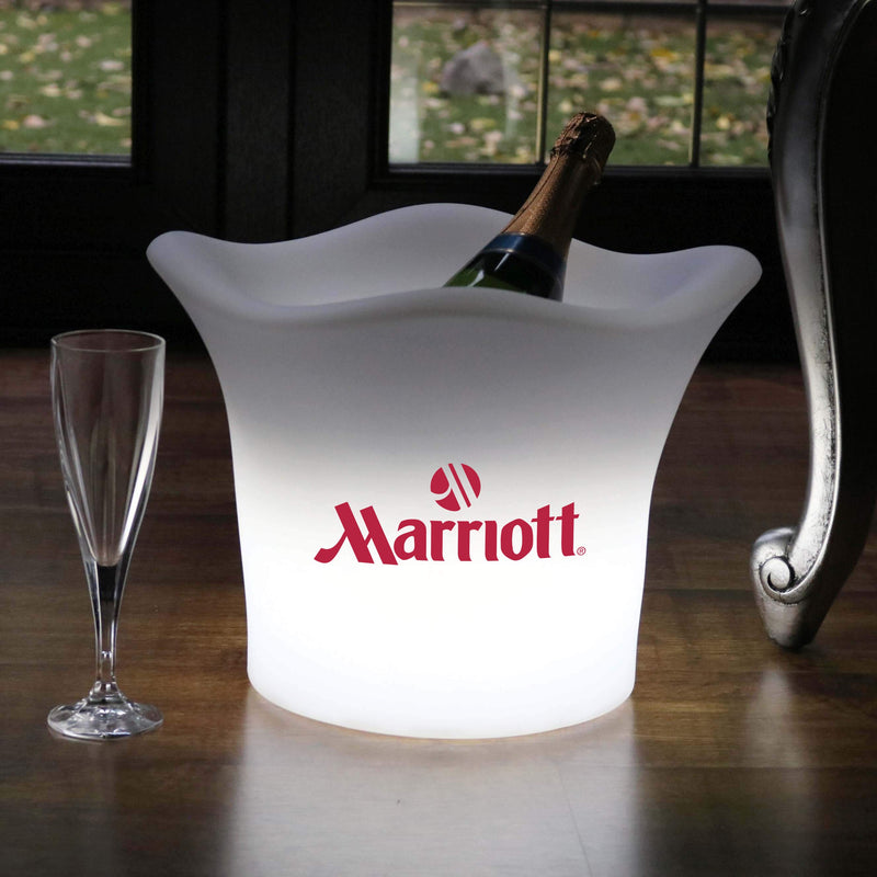 Gepersonaliseerde LED ijsemmer, Champagnekoeler, wijnkoeler met logo, verlichte wijnkoeler met logo