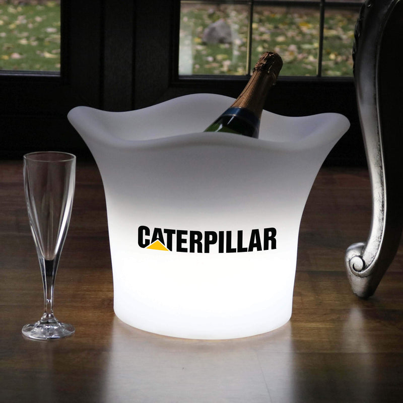 Gepersonaliseerde LED ijsemmer, Champagnekoeler, wijnkoeler met logo, verlichte wijnkoeler met logo