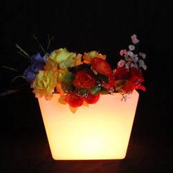 LED bloempot bloemenvaas voor tuin en buiten, 27cm oplaadbare tafellamp plantenpot, veelkleurig
